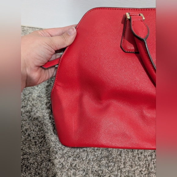 Nine West Fire Orange Red Satchel Handbag with Crossbody Straps - Picture 7 of 13